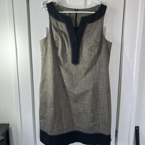 Tommy Bahama Dress Womens 16 Gray Curry Chambray Contrast Shift Sleeveless